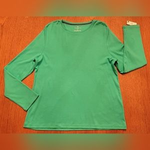 Talbots Petites Emerald Green Top 100% Pima Cotton  P2P:  40"  L:  25"